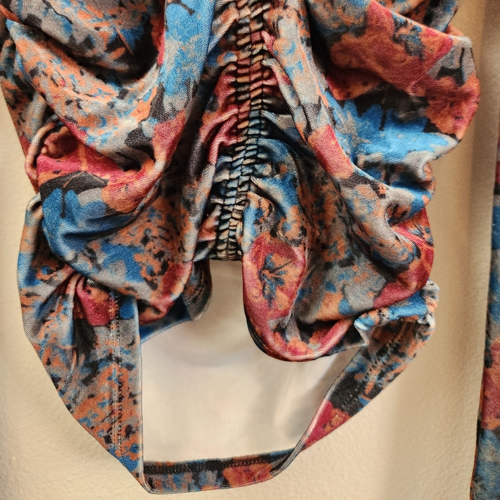 Urban Outfitters UO‎ Women's Georgia Velvet Lace-Up Top Multicolor Size Small - Picture 7 of 16